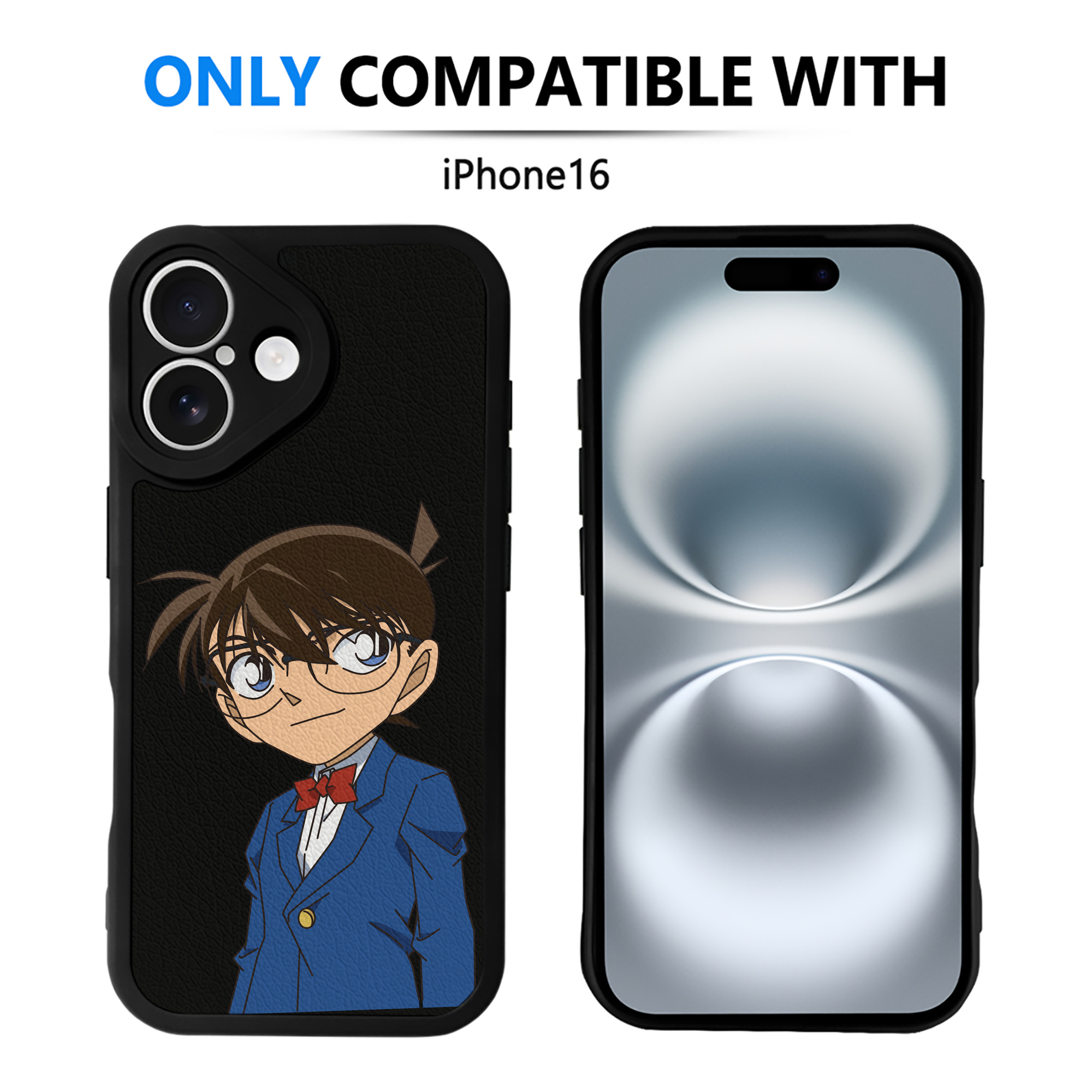 （画像用） 名探偵コナン 江戸川 コナン Detective Conan Conan Edogawa 【iPhone 16シリーズ対応】シリコンスマホケース（レザー調） 材質：シリコン